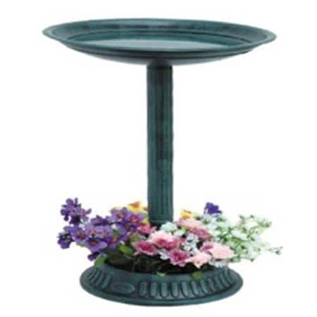 Corp  15 X 25 In. Green; Birdbath With Planter At The Base